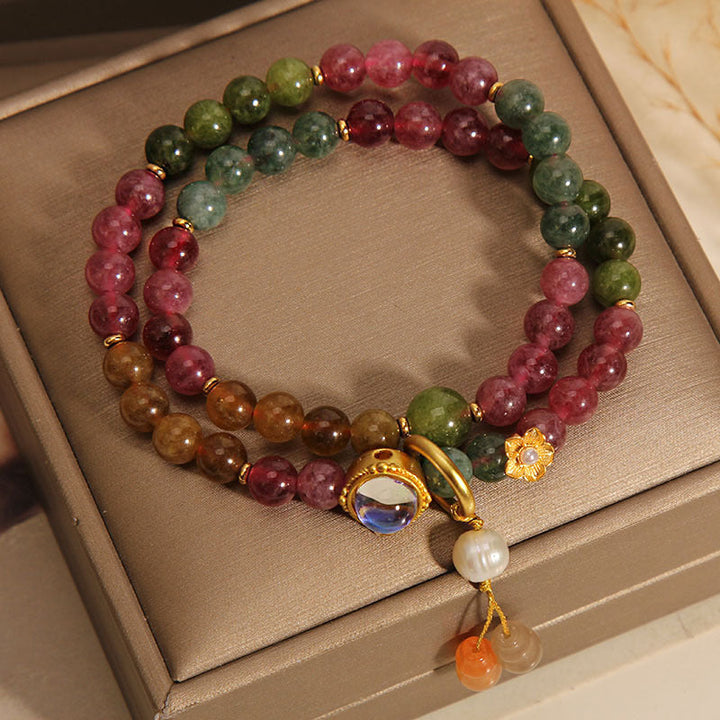 Calabash natural agate multi-circle stacking bracelet