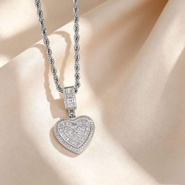 Double Heart Pavé Necklace &amp; Earrings