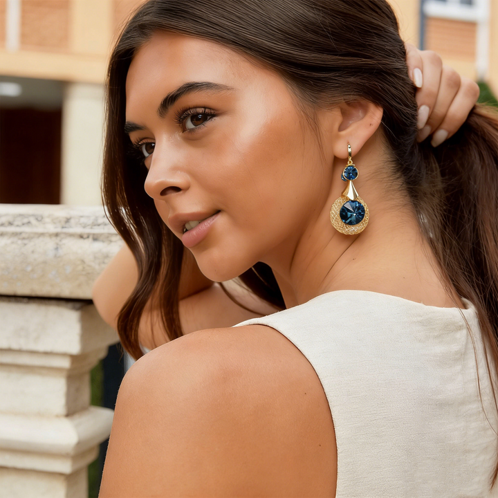 Natural Crystal Gold Wire Earrings