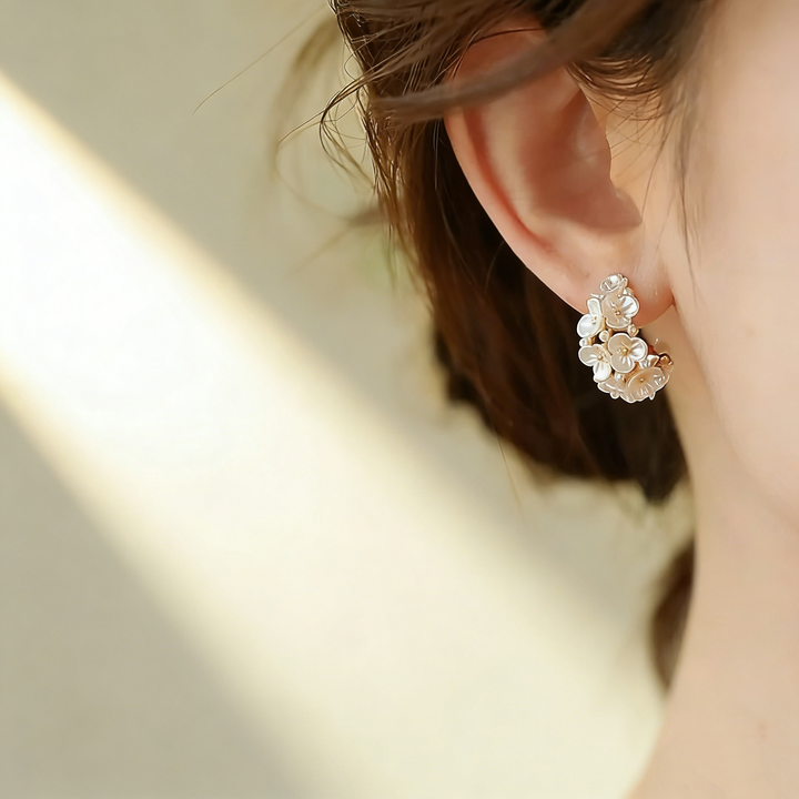 Flower and Pearl Earrings