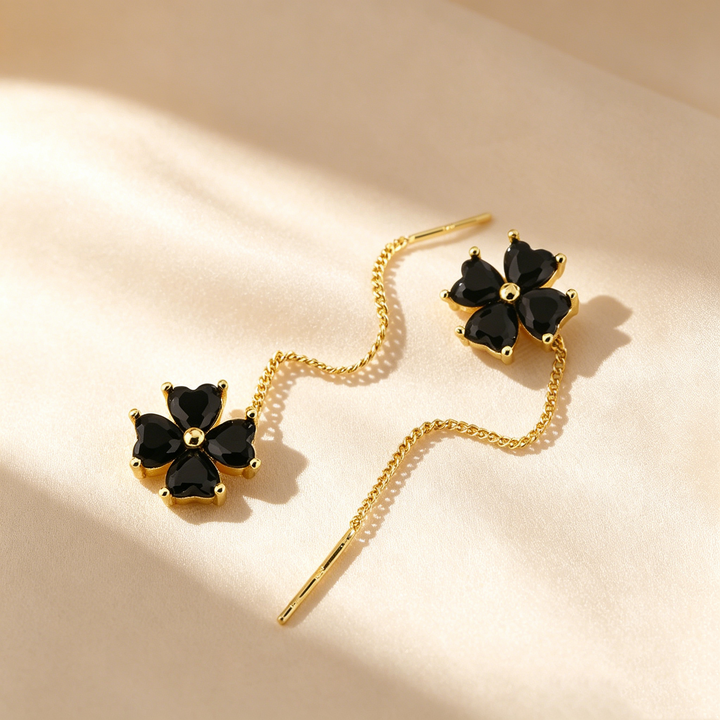 Black Clover Tassel Chain Earrings