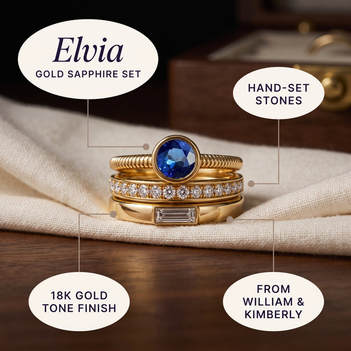 vintage-gold-blue-zirconia-ring-set C