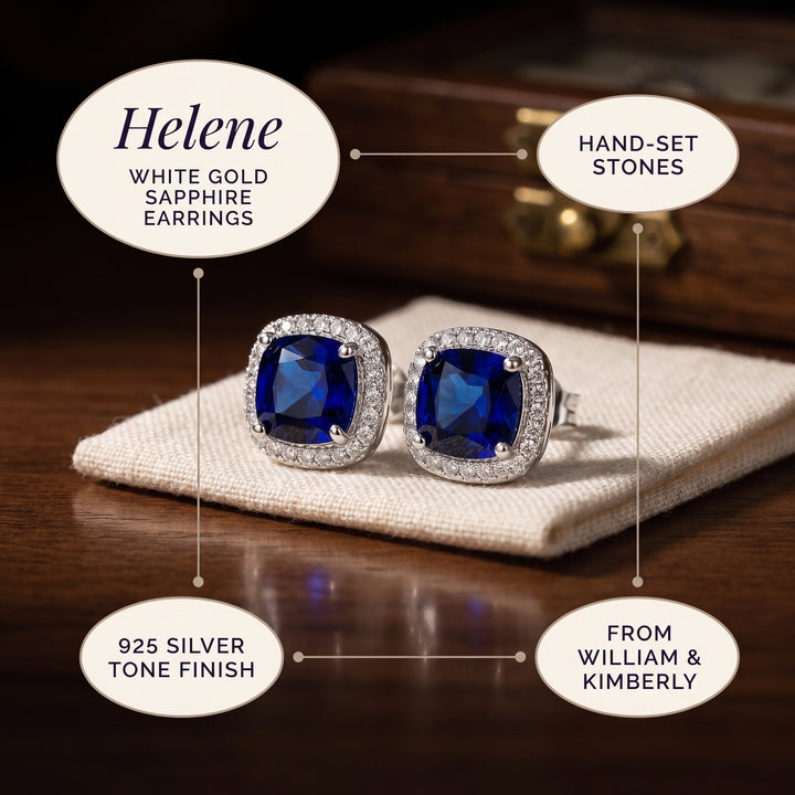 silver-sapphire-halo-stud-earrings C