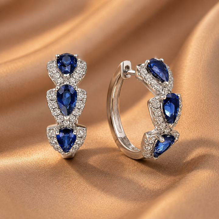 Maren White Gold Sapphire Earrings