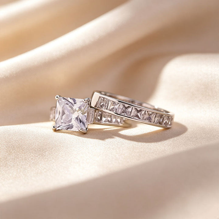 Princess Cut Pavé Stackable Ring Set