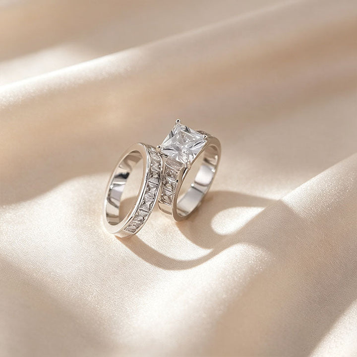 Princess Cut Pavé Stackable Ring Set