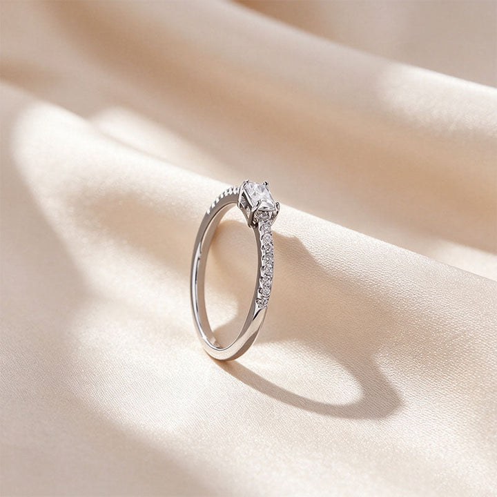 Emerald Cut Pavé Band Moissanite Ring