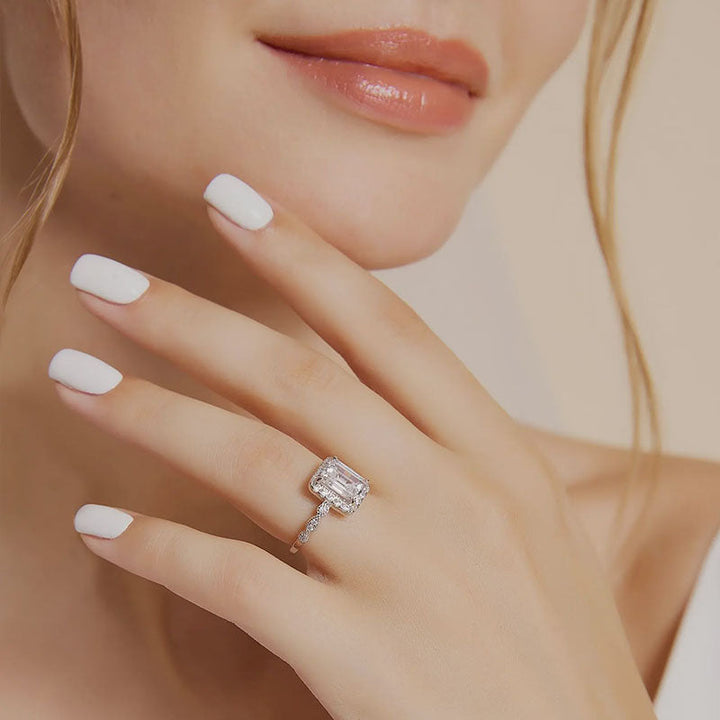 Emerald-Cut Solitaire and Matching Band Set