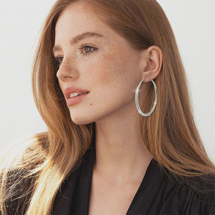 Smooth, Chunky Round Hoop Earrings
