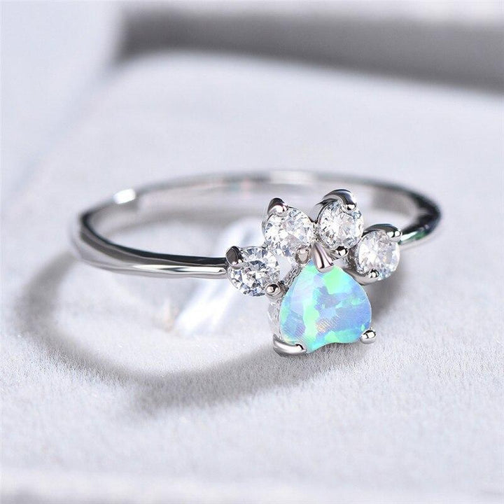 Opal &amp; Crystal Paw Ring