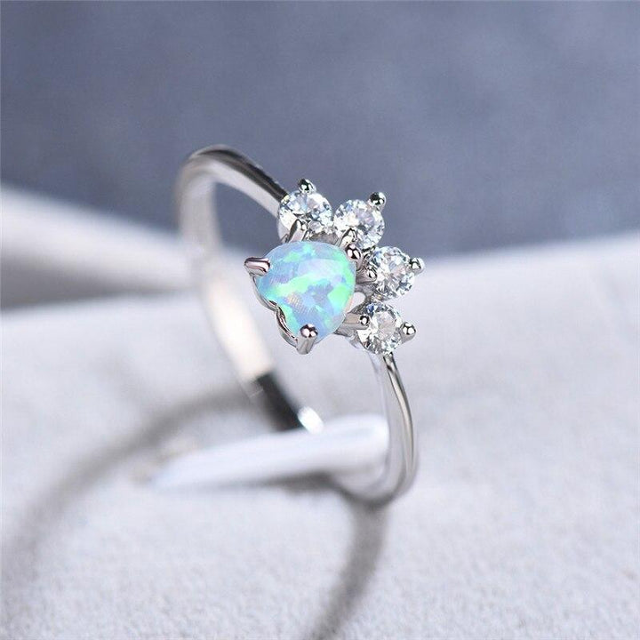 Opal &amp; Crystal Paw Ring