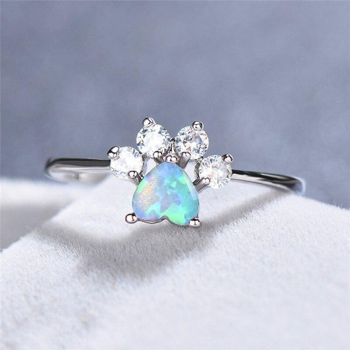 Opal &amp; Crystal Paw Ring