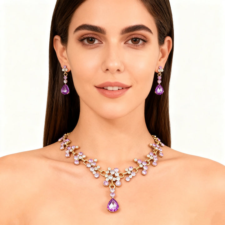 Amethyst Necklace &amp; Earrings Set