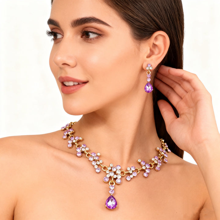 Amethyst Necklace &amp; Earrings Set