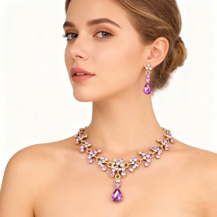Amethyst Necklace &amp; Earrings Set