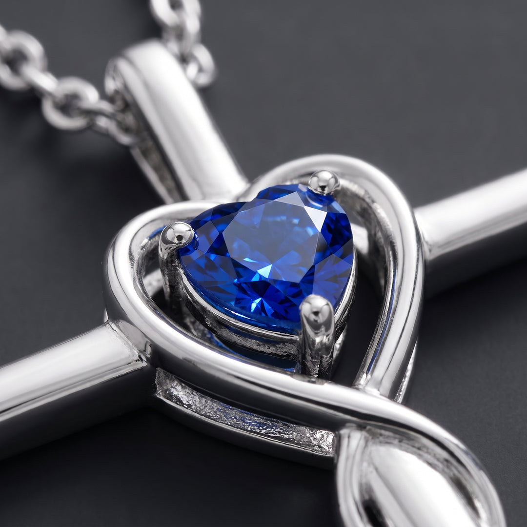 sapphire-heart-stone-cross-necklace-white-gold M