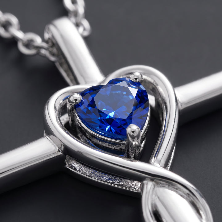 sapphire-heart-stone-cross-necklace-white-gold M