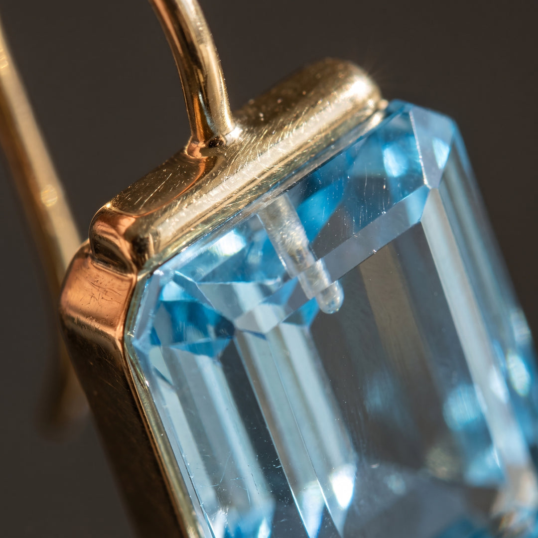 vintage-rectangular-blue-glass-earrings M