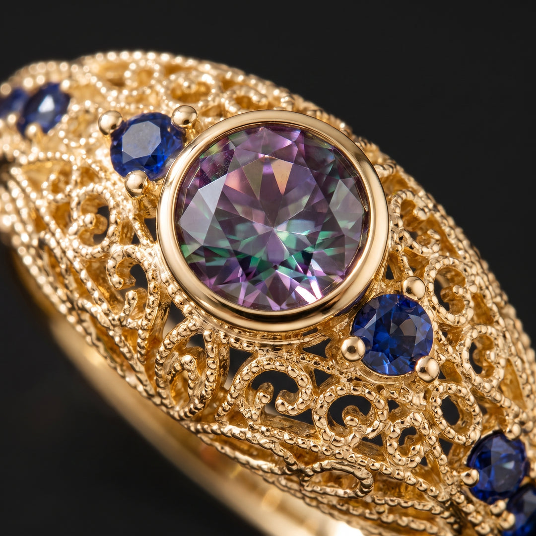 gold-opal-sapphire-vintage-ring M
