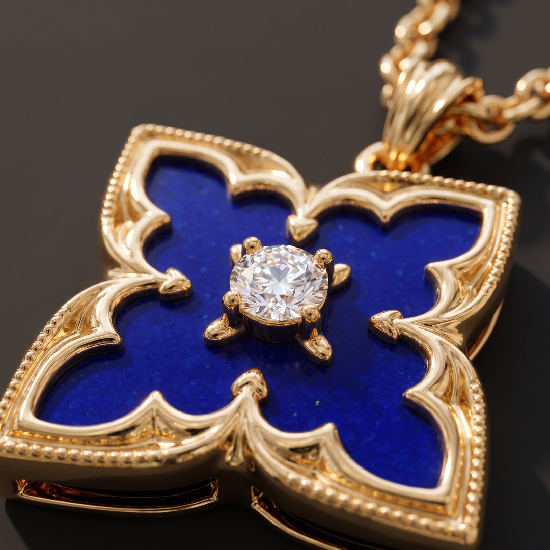 blue-clover-pendant-necklace-gold M