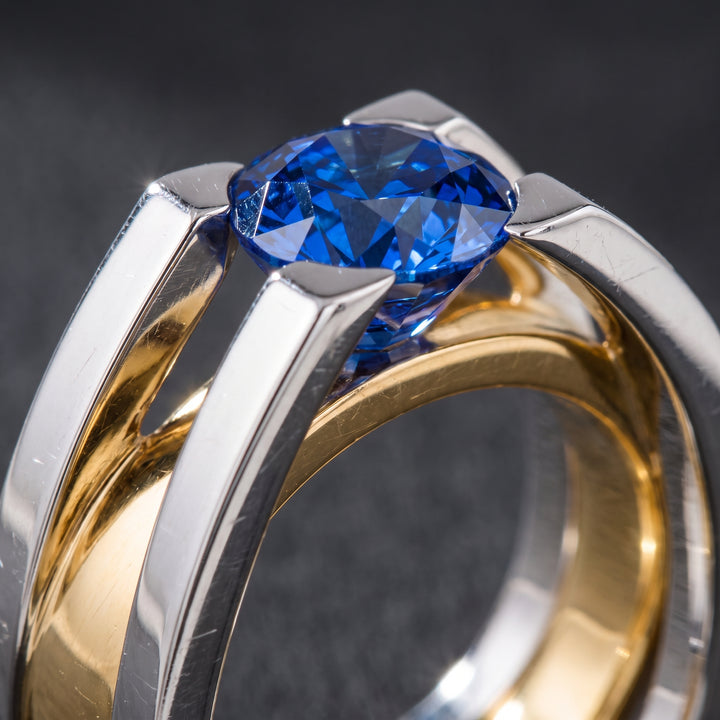 vintage-blue-zirconia-gold-silver-ring M