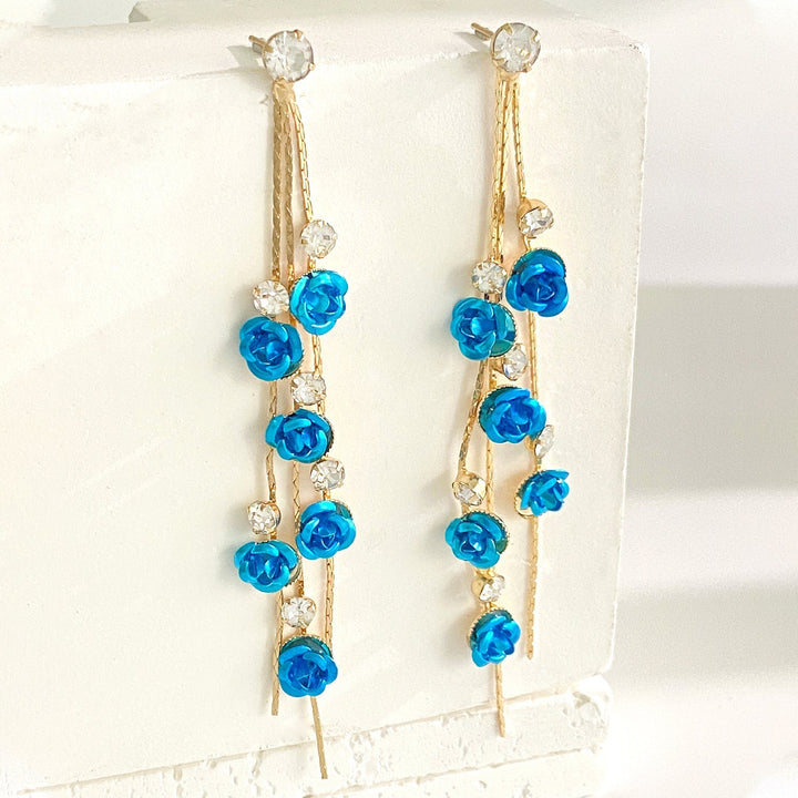 Floral Tassel Stud Earrings