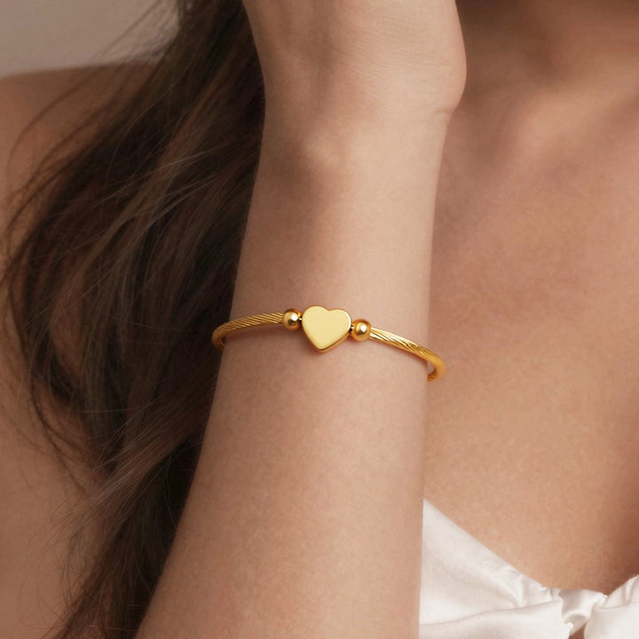 Heart Shaped Silver Bangle