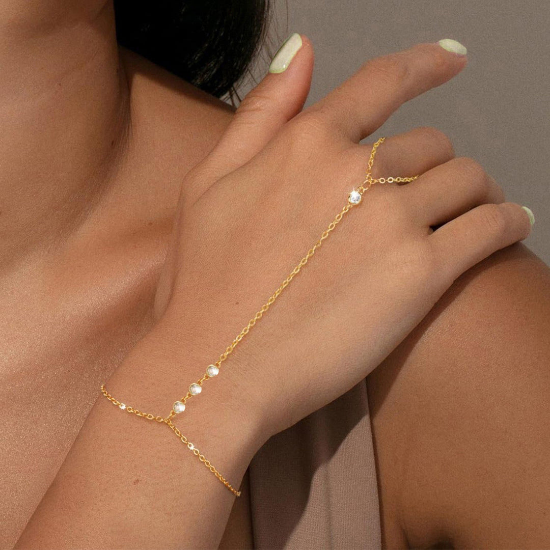 Leaf Diamond Hand Chain Bracelet