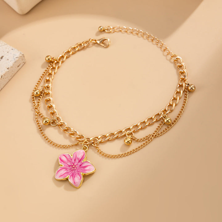 Bohemian Multi-Layer Enamel &amp;amp; Natural Charm Anklet