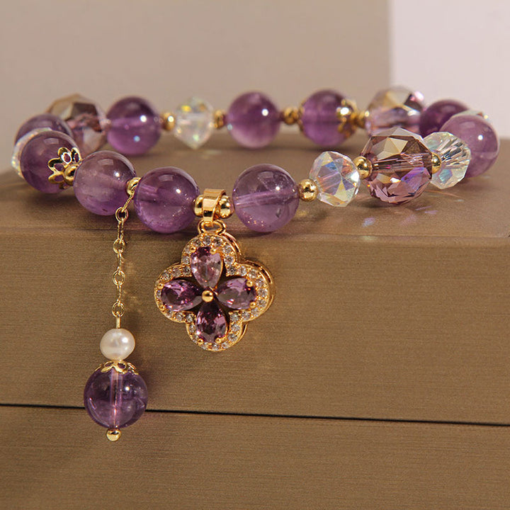 Four-leaf clover ? Amethyst Bracelet