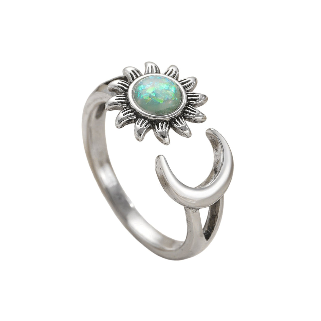 Classic Vintage Sun & Moon Open Ring