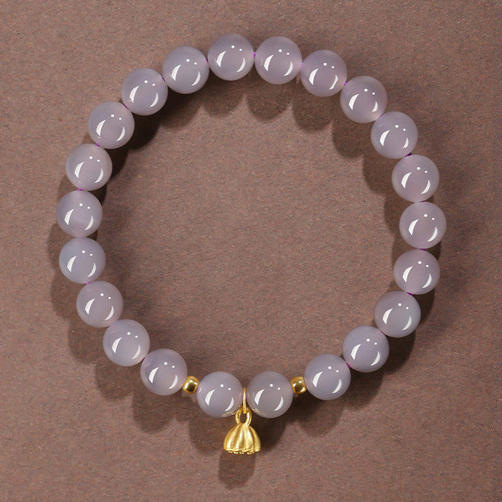 Lotus pod ? Natural Violet Emerald Jade Stone Bracelet