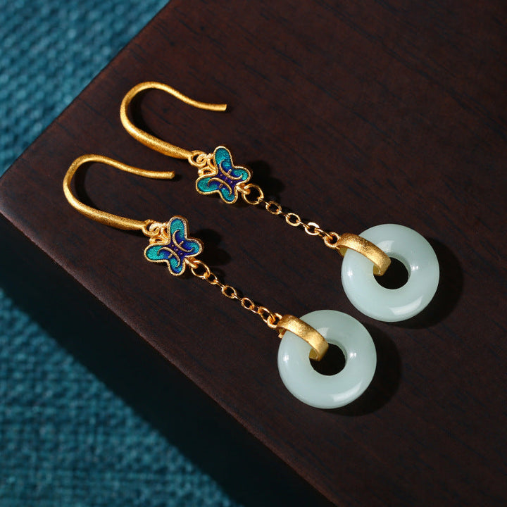 Peace Jade Donut Drop Earrings
