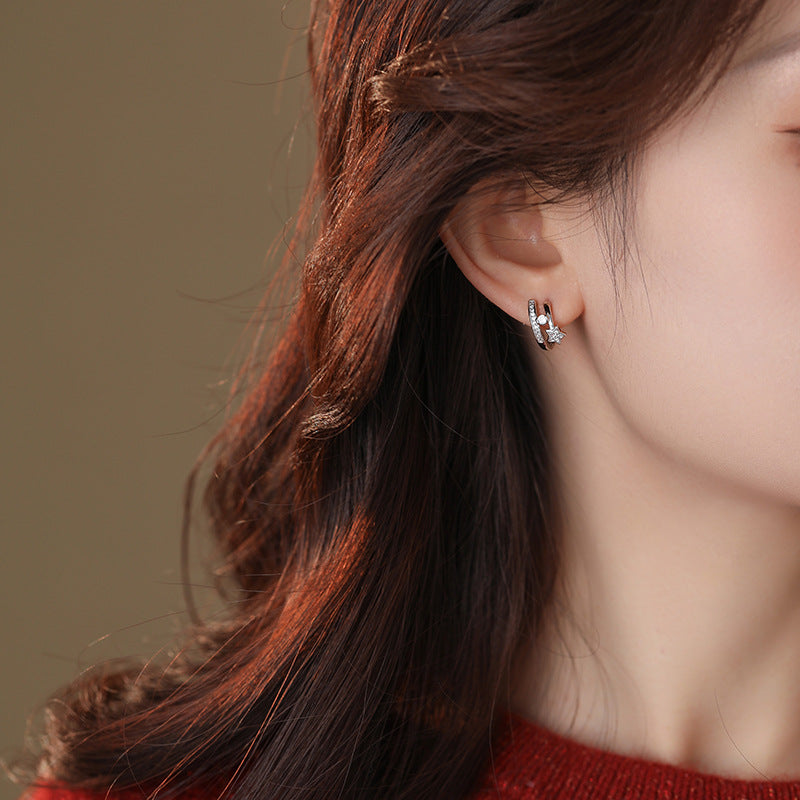 Starburst Double-Track Drop Hoop Earrings