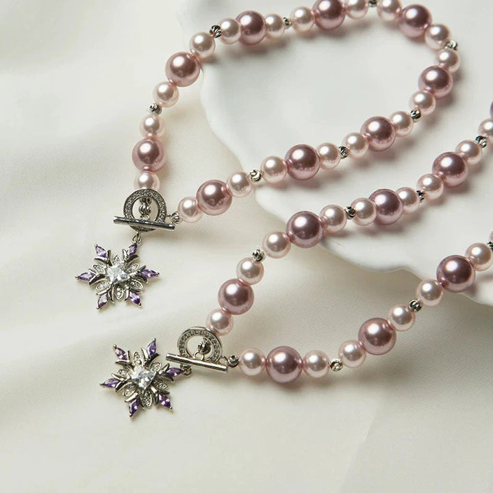 Lilac Pearl &amp; Starburst Crystal Necklace