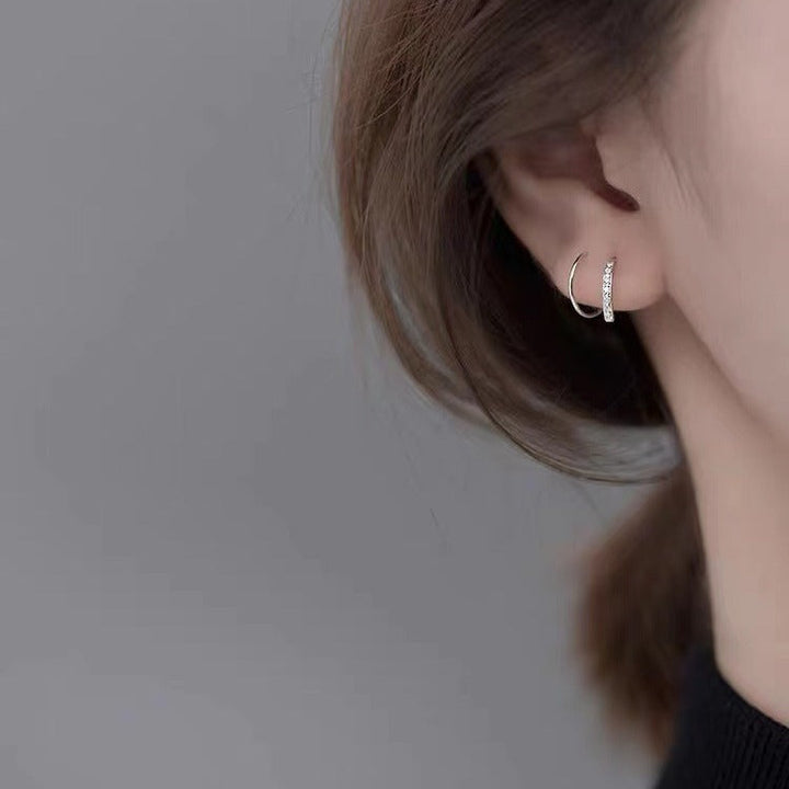 Sparkling Hoop Earrings &amp;  Wave Ear Cuff Set