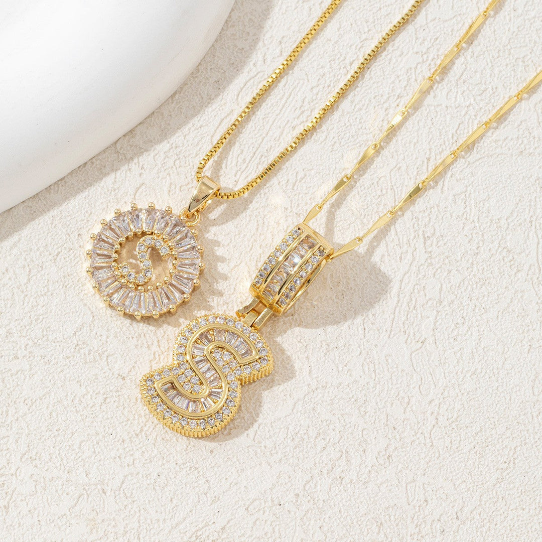 Iced-Out Initial Pendant Necklace