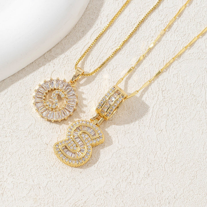 Iced-Out Initial Pendant Necklace
