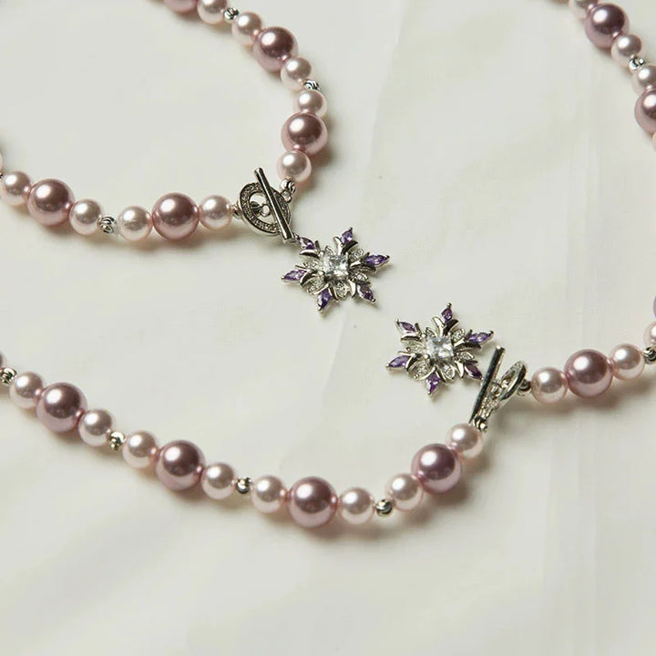 Lilac Pearl &amp; Starburst Crystal Necklace