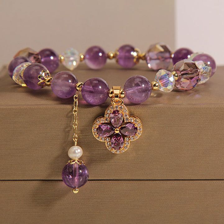 Four-leaf clover ? Amethyst Bracelet