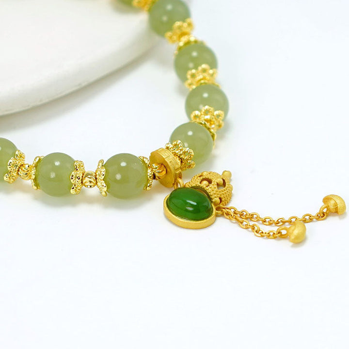 Blessing ? Tranquility ? Emerald Jade stone Bracelet