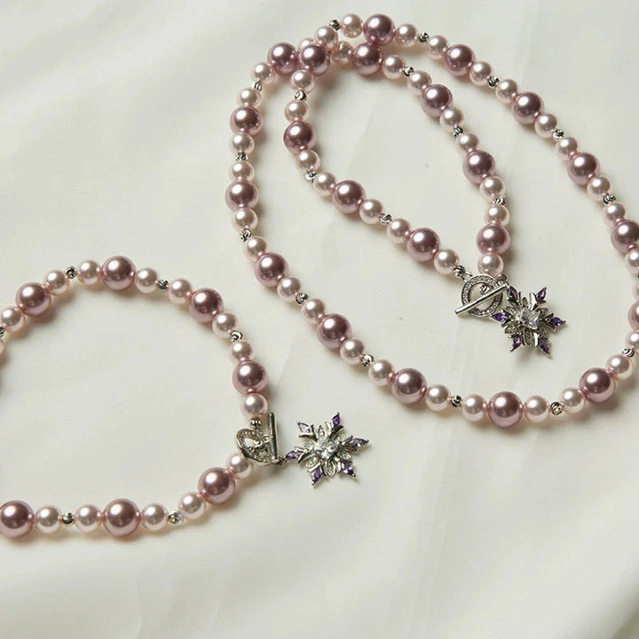 Lilac Pearl &amp; Starburst Crystal Necklace