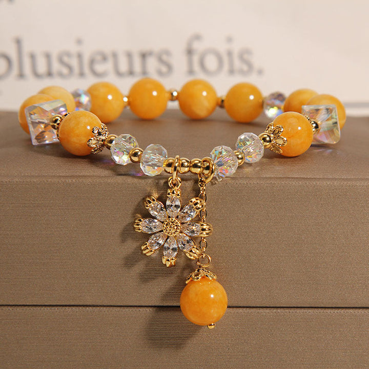 Chrysanthemum ? Natural Yellow Agate Bracelet