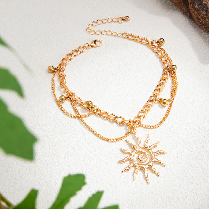 Bohemian Multi-Layer Enamel &amp;amp; Natural Charm Anklet