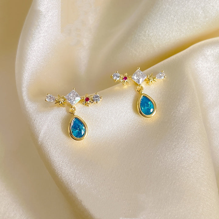 Starlit Teardrop Pendant Earrings