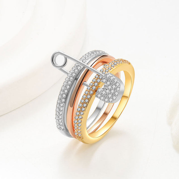 Elegant Safety Pin Ring Set