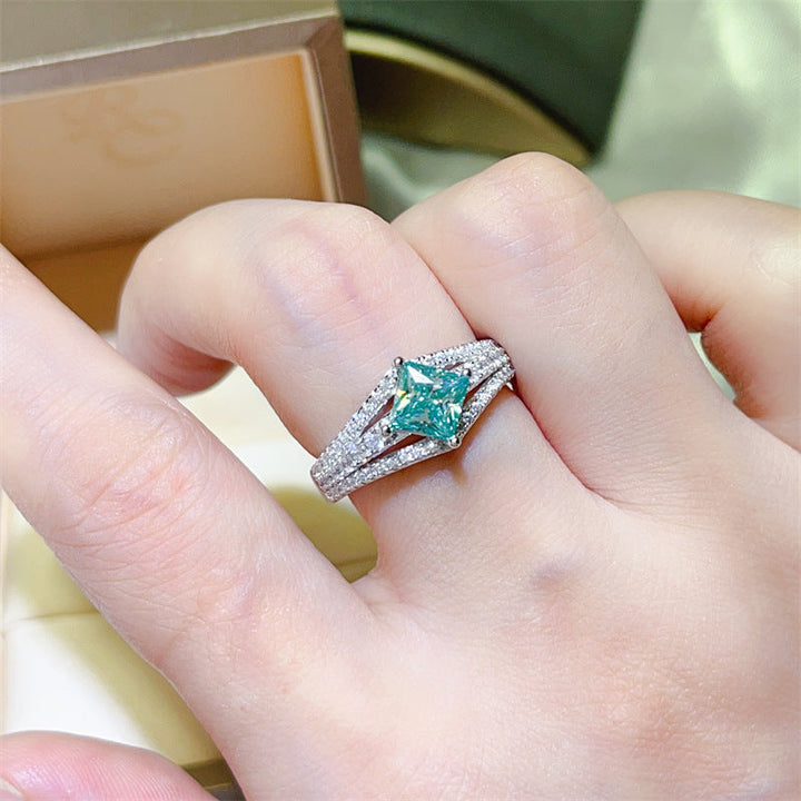Green Princess-Cut Diamond Ring
