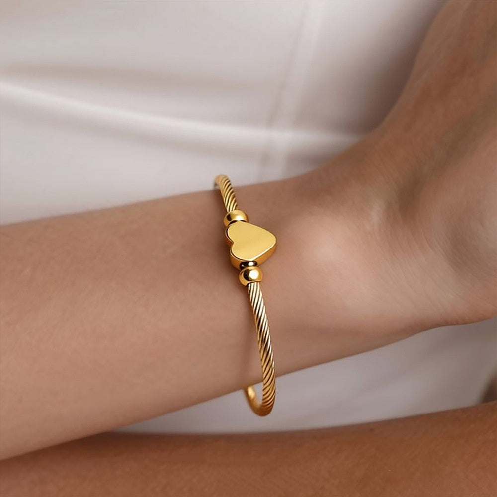 Heart Shaped Silver Bangle