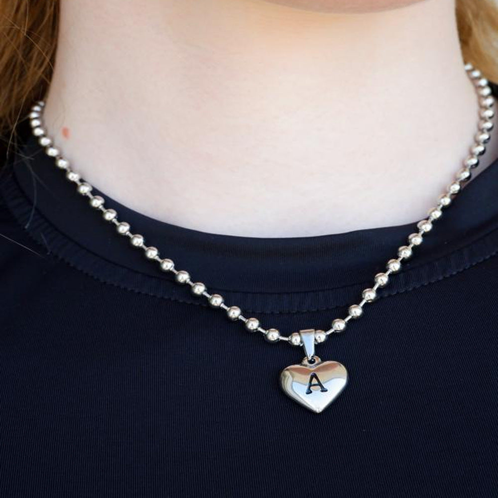 Heart Initial Beaded Necklace