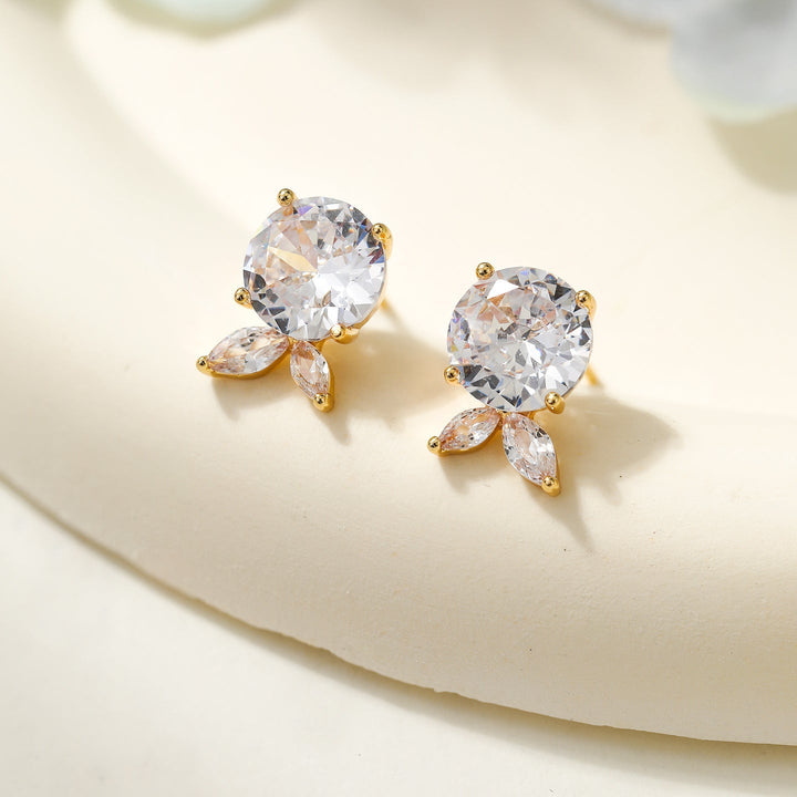 Ice Flower Amethyst Rose Stud Earrings